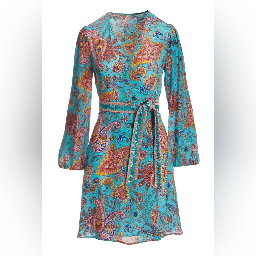 Beach Paisley Embellished Printed Wrap Dress - Picture 2 of 9